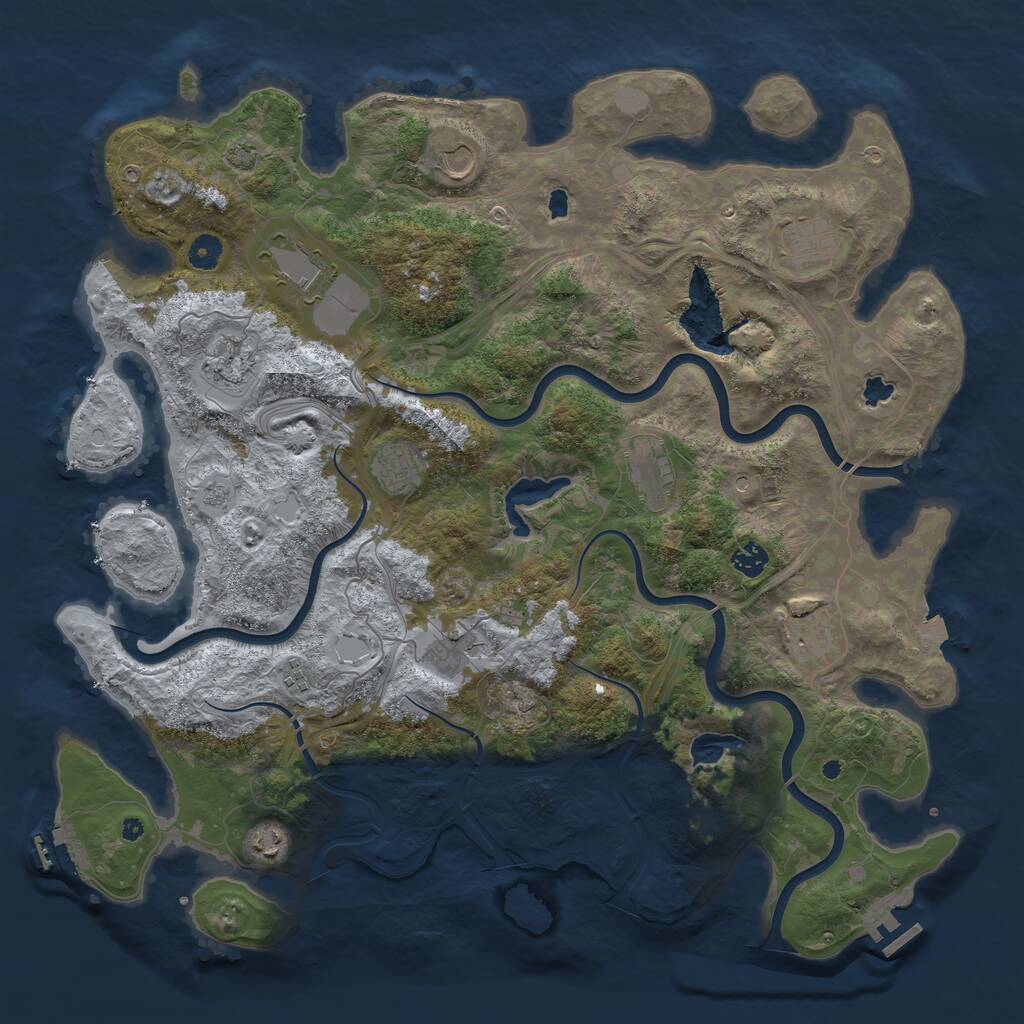 Rust Map: Procedural Map, Size: 4500, Seed: 1212994408, 17 Monuments
