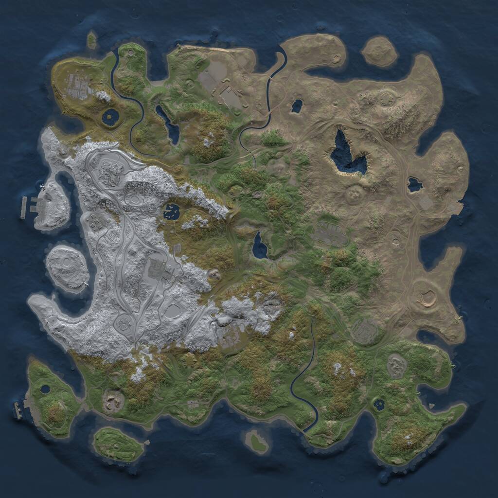 Rust Map: Procedural Map, Size: 4500, Seed: 1212994408, 17 Monuments