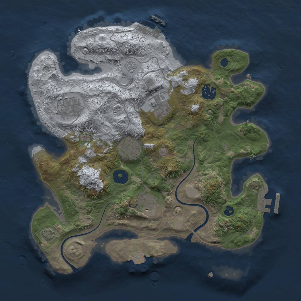 Rust Map: Procedural Map, Size: 3000, Seed: 78987, 10 Monuments