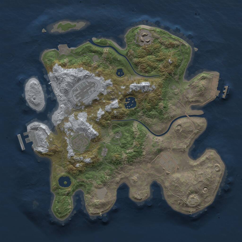 Rust Map: Procedural Map, Size: 3000, Seed: 3761, 10 Monuments