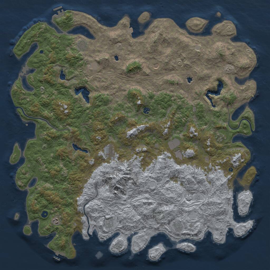 Rust Map: Procedural Map, Size: 6000, Seed: 1858807991, 17 Monuments