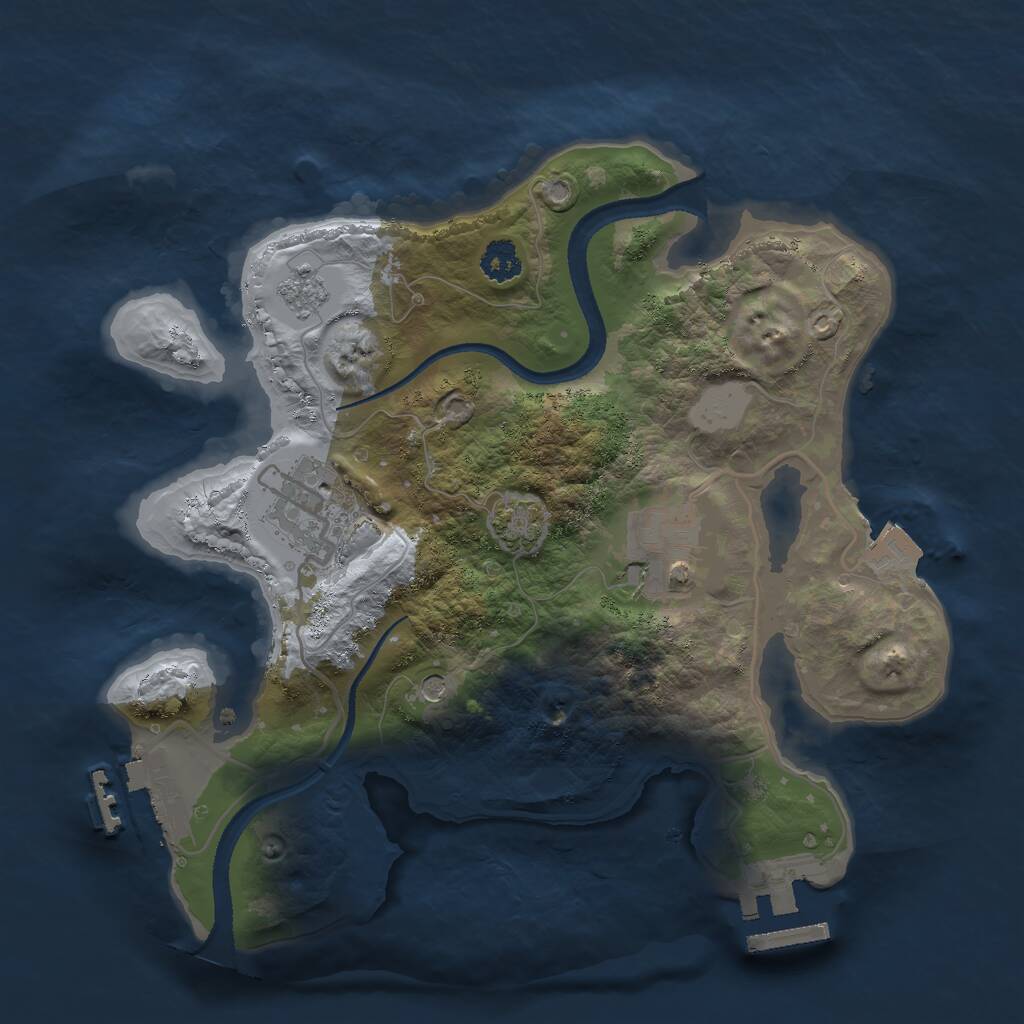 Rust Map: Procedural Map, Size: 2500, Seed: 1040174166, 8 Monuments