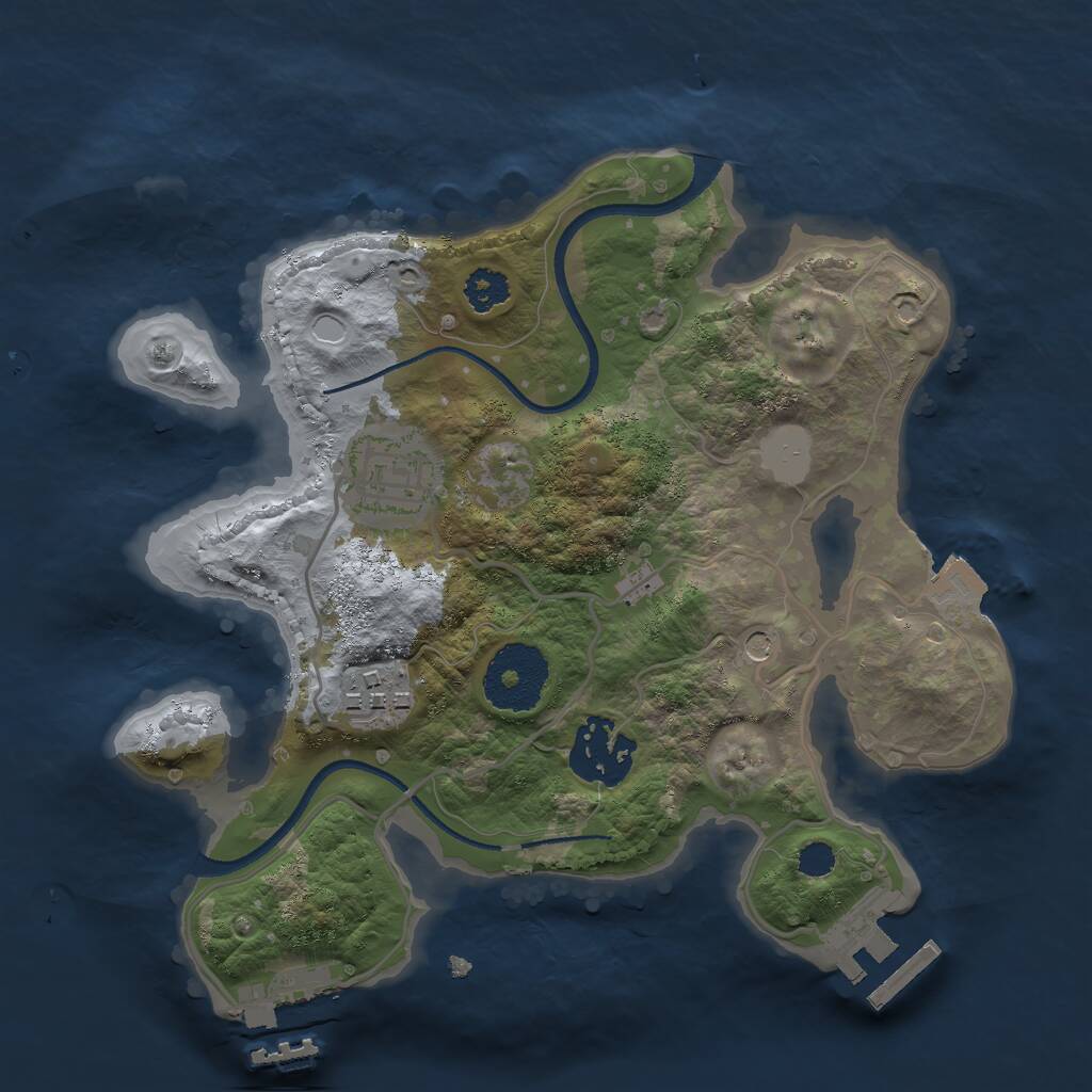 Rust Map: Procedural Map, Size: 2500, Seed: 1040174166, 7 Monuments