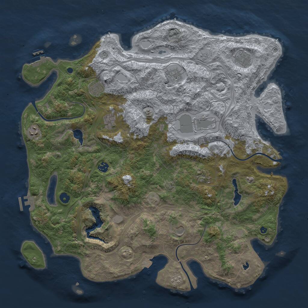 Rust Map: Procedural Map, Size: 4500, Seed: 262833962, 16 Monuments