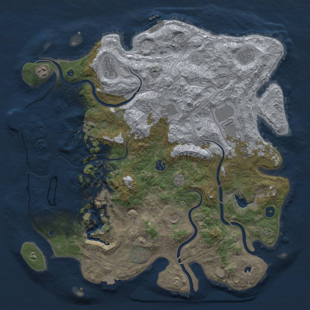 Rust Map: Procedural Map, Size: 4500, Seed: 262833962, 17 Monuments
