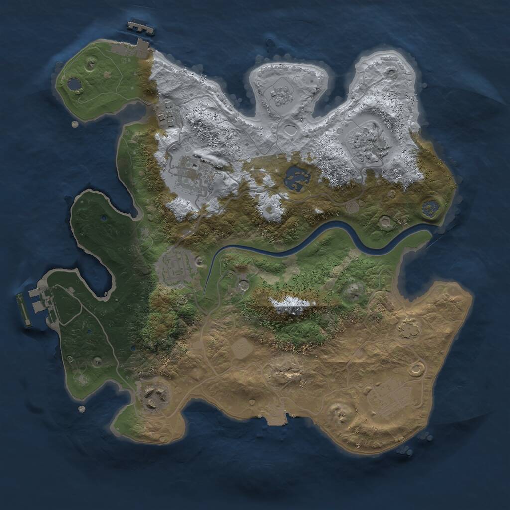 Rust Map: Procedural Map, Size: 3000, Seed: 2093747870, 15 Monuments