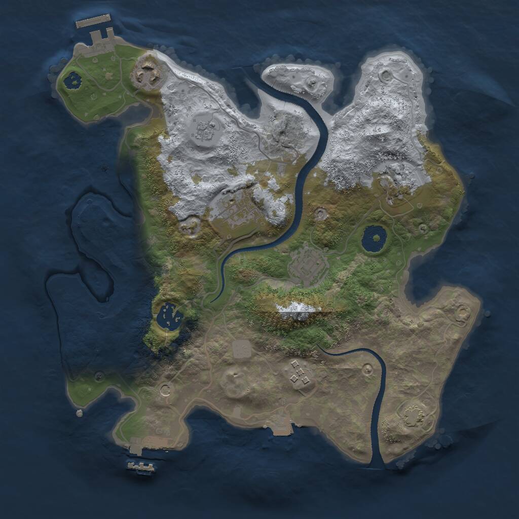 Rust Map: Procedural Map, Size: 3000, Seed: 2093747870, 12 Monuments