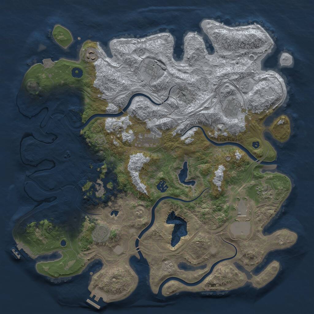 Rust Map: Procedural Map, Size: 4250, Seed: 28060, 16 Monuments