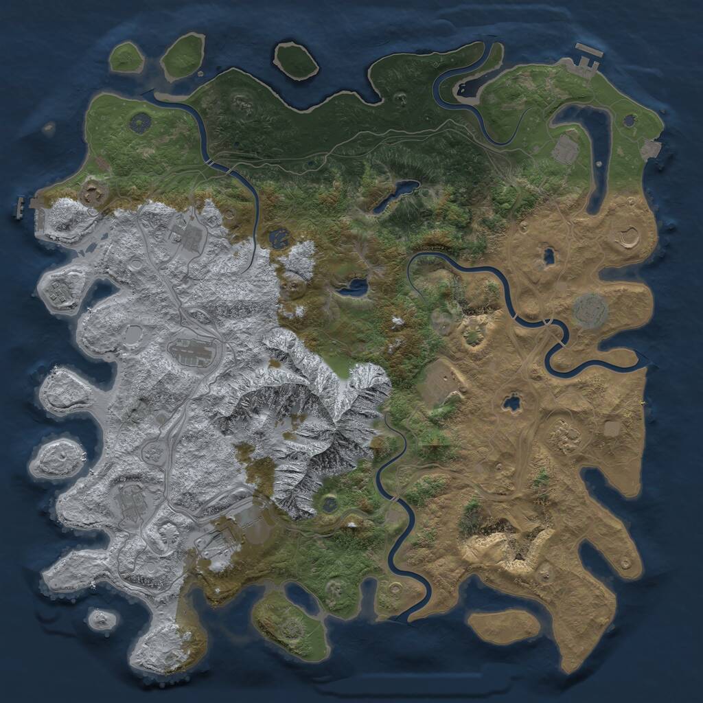 Rust Map: Procedural Map, Size: 5000, Seed: 1597736673, 19 Monuments