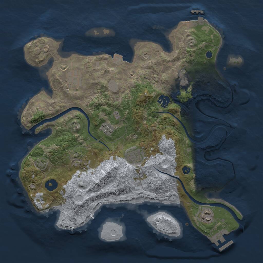 Rust Map: Procedural Map, Size: 3300, Seed: 50010, 12 Monuments