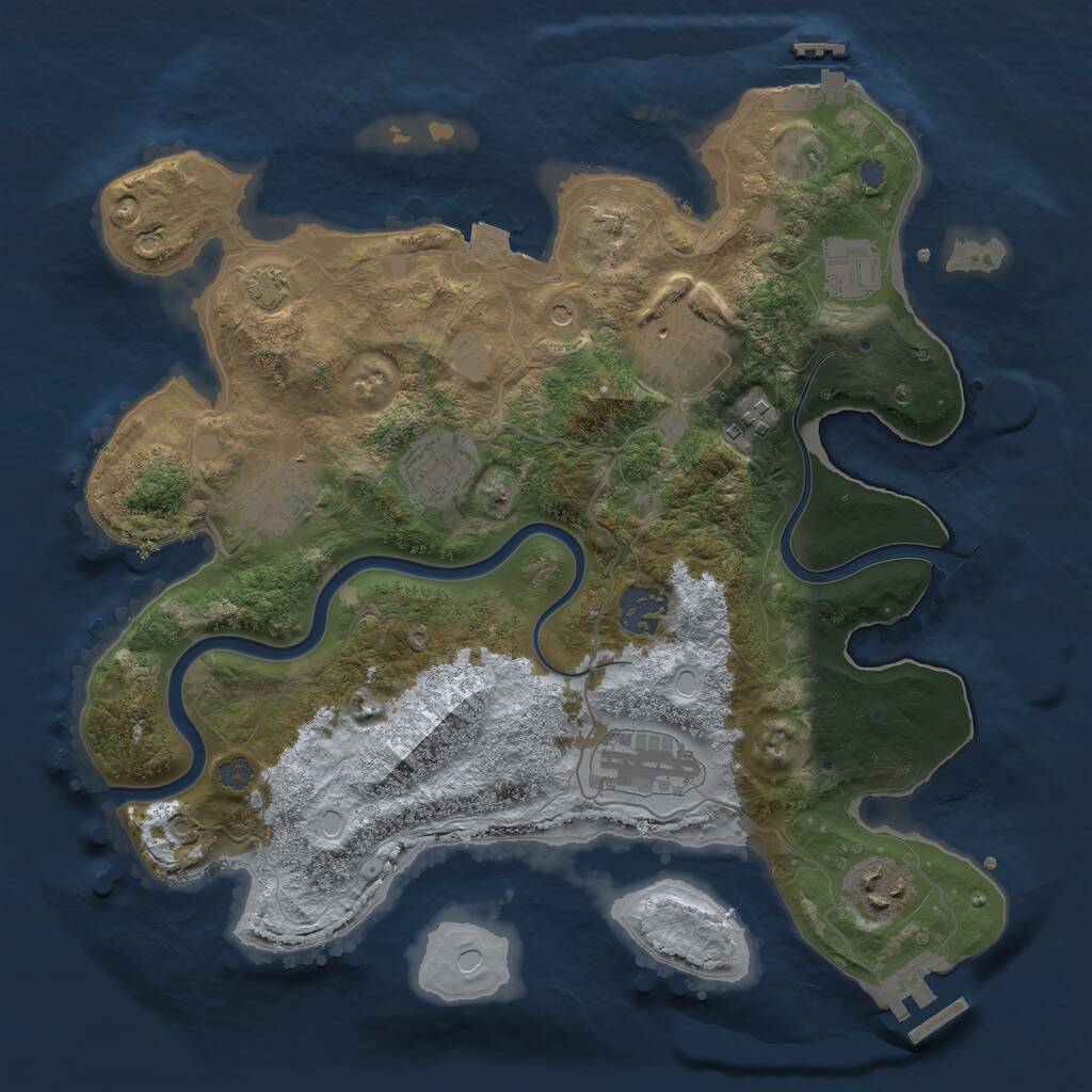 Rust Map: Procedural Map, Size: 3300, Seed: 50010, 14 Monuments