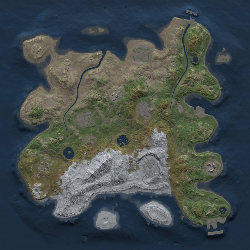 Rust Map: Procedural Map, Size: 3300, Seed: 50010, 13 Monuments