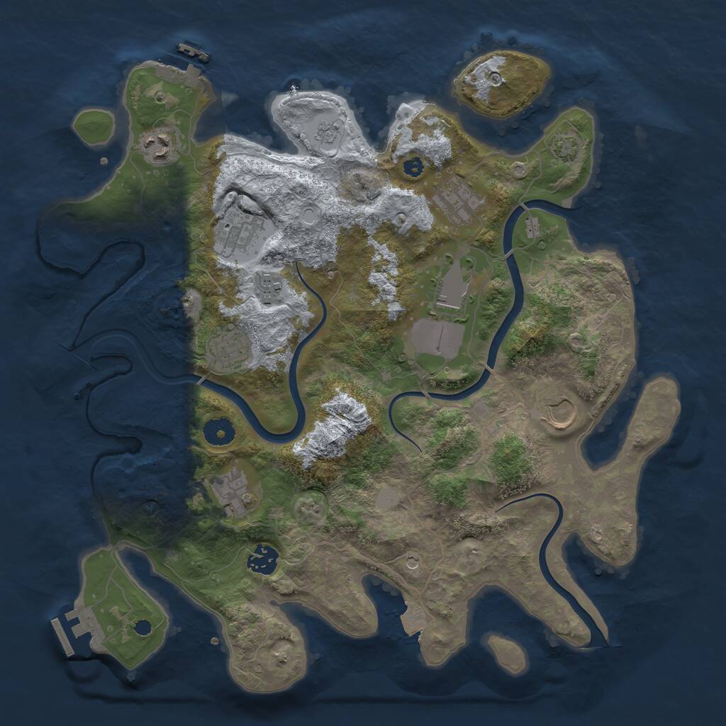 Rust Map: Procedural Map, Size: 3650, Seed: 1330643789, 15 Monuments