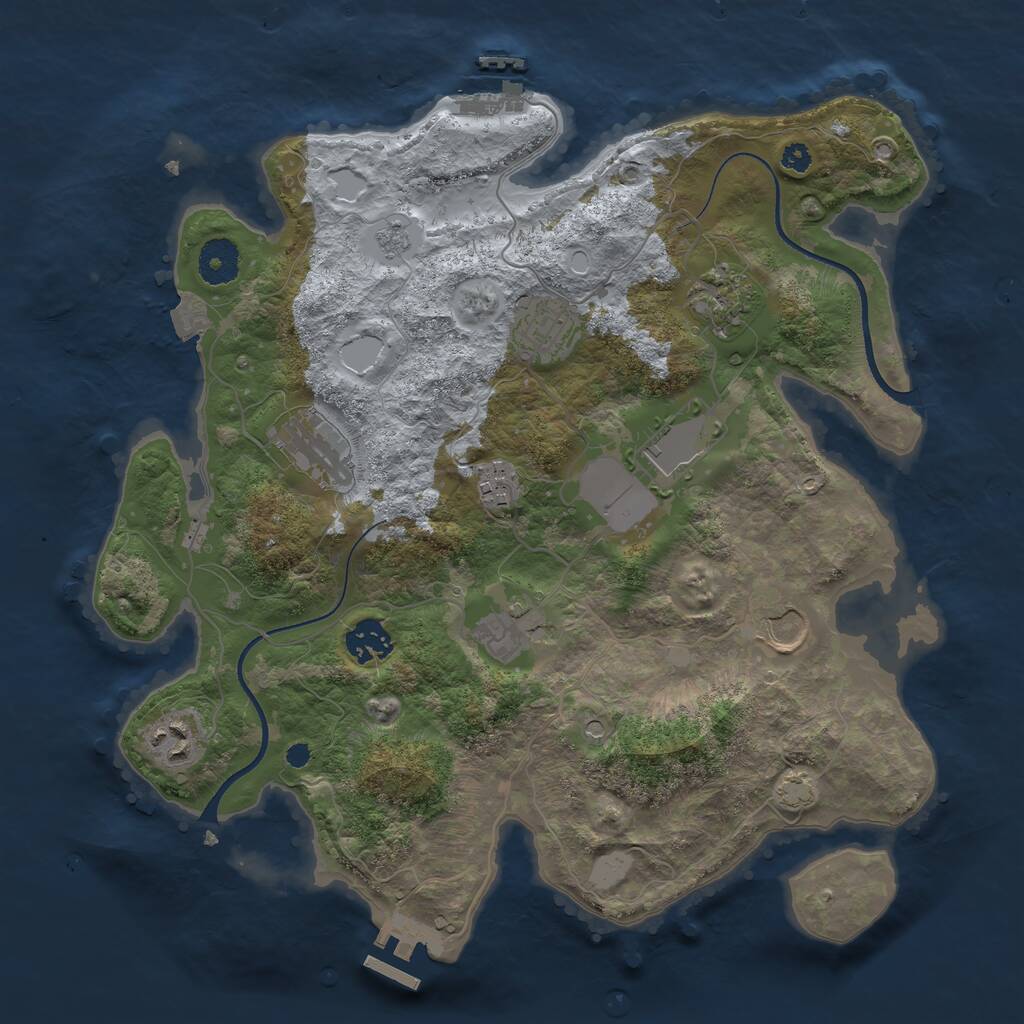 Rust Map: Procedural Map, Size: 3500, Seed: 2080230441, 15 Monuments