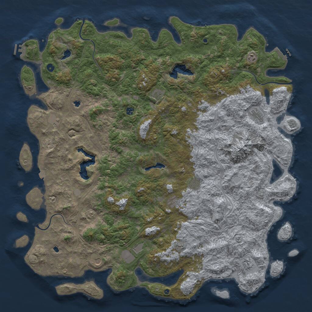 Rust Map: Procedural Map, Size: 6000, Seed: 965554018, 17 Monuments