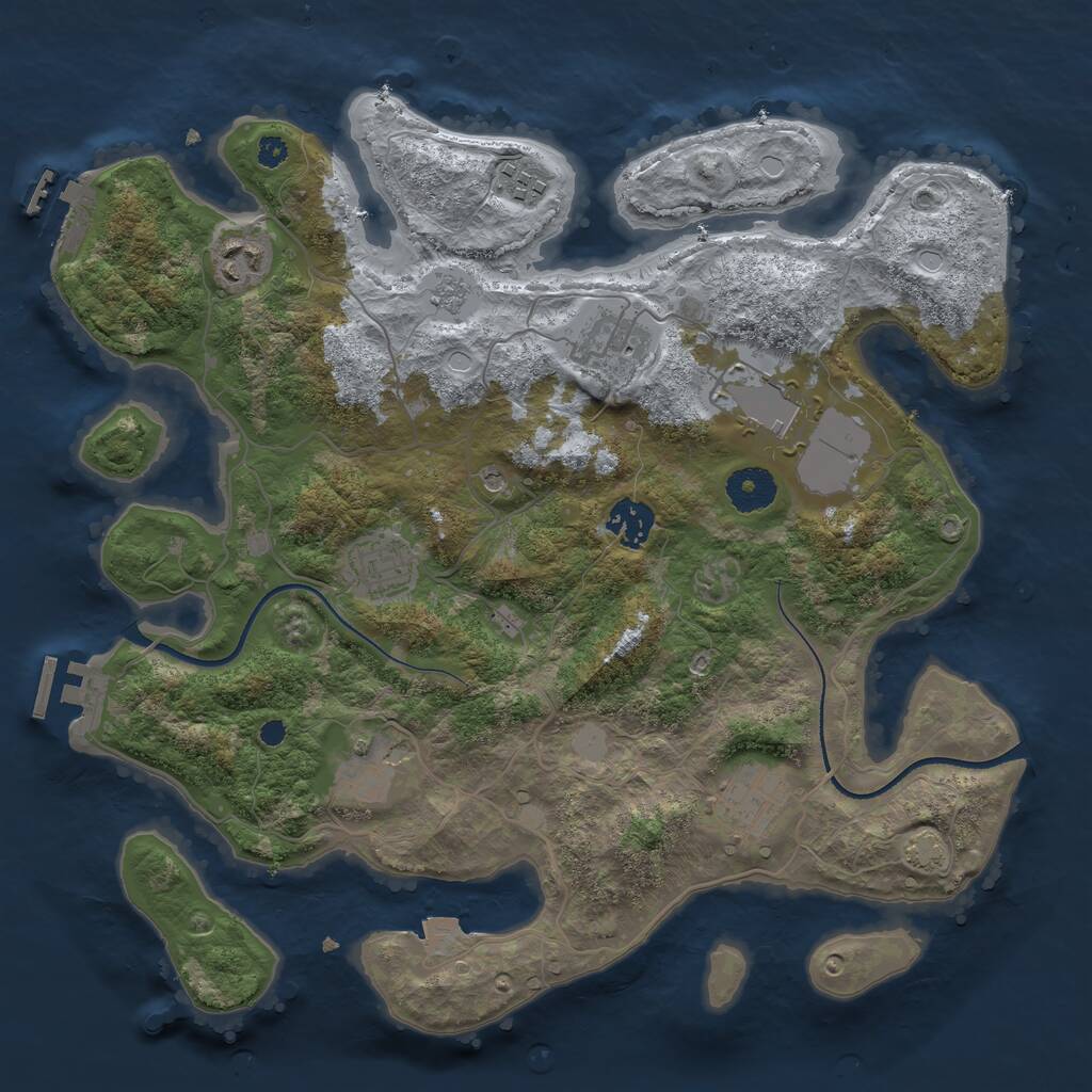 Rust Map: Procedural Map, Size: 3500, Seed: 1927758880, 14 Monuments