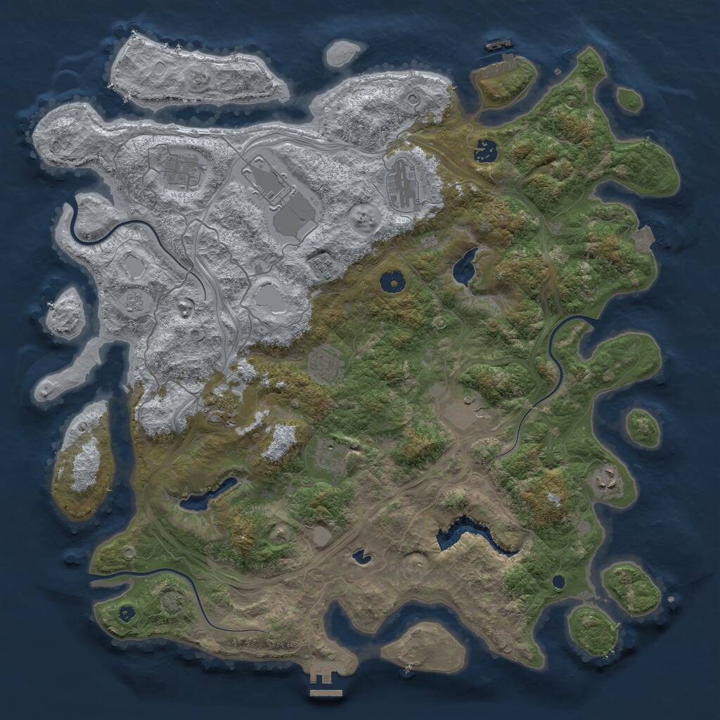 Rust Map: Procedural Map, Size: 4500, Seed: 861261479, 16 Monuments