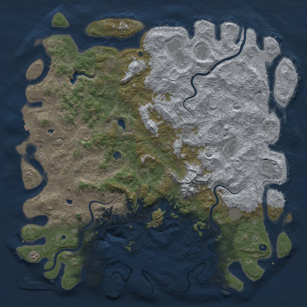 Rust Map: Procedural Map, Size: 6000, Seed: 286898487, 17 Monuments