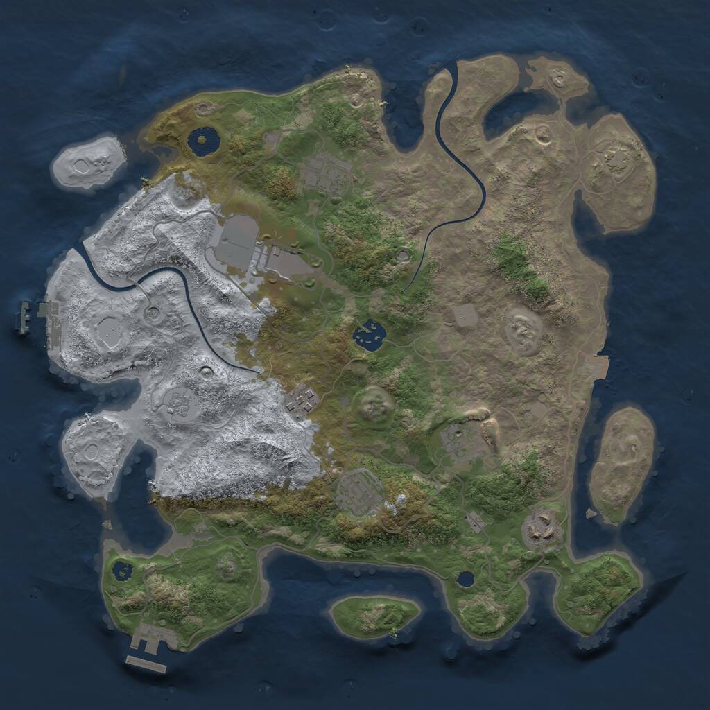 Rust Map: Procedural Map, Size: 3500, Seed: 433286744, 13 Monuments