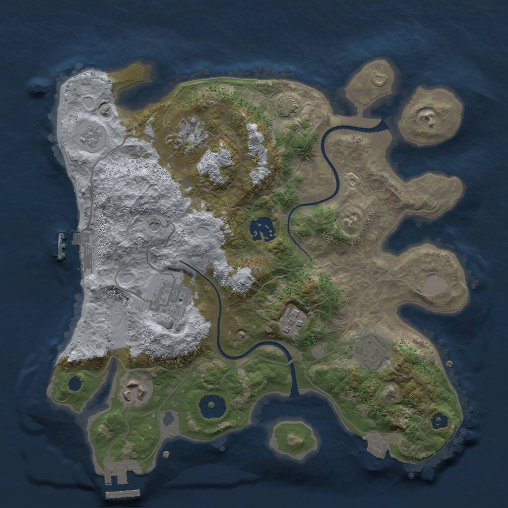 Rust Map: Procedural Map, Size: 3000, Seed: 2134863469, 12 Monuments