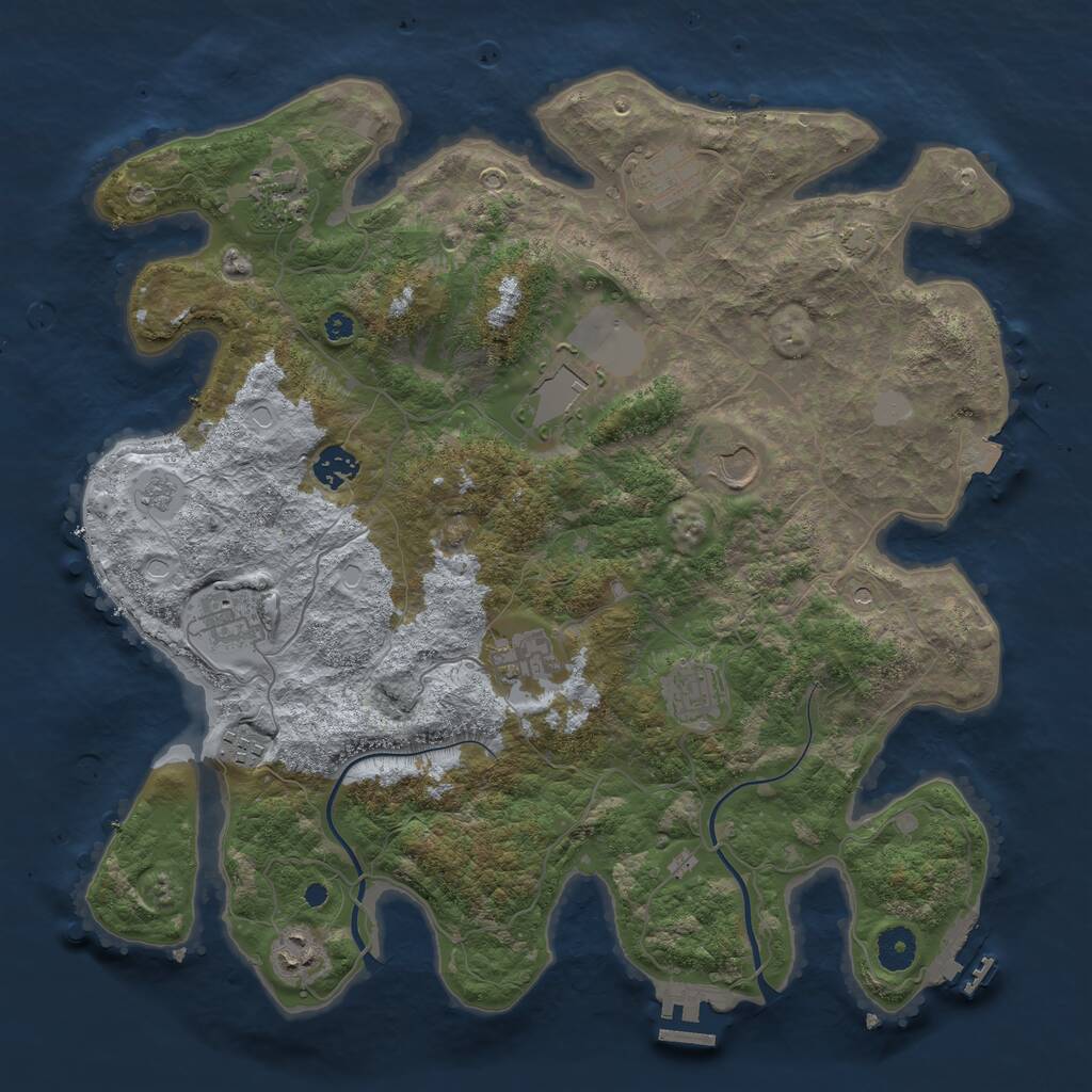 Rust Map: Procedural Map, Size: 3900, Seed: 753243355, 16 Monuments