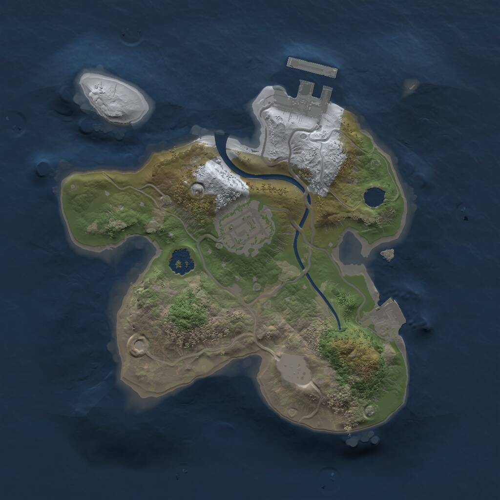 Rust Map: Procedural Map, Size: 2000, Seed: 1195417547, 3 Monuments