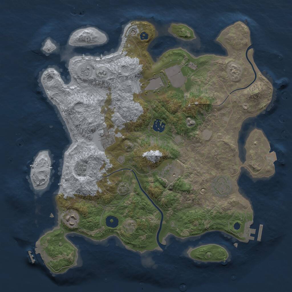 Rust Map: Procedural Map, Size: 3500, Seed: 50005, 12 Monuments