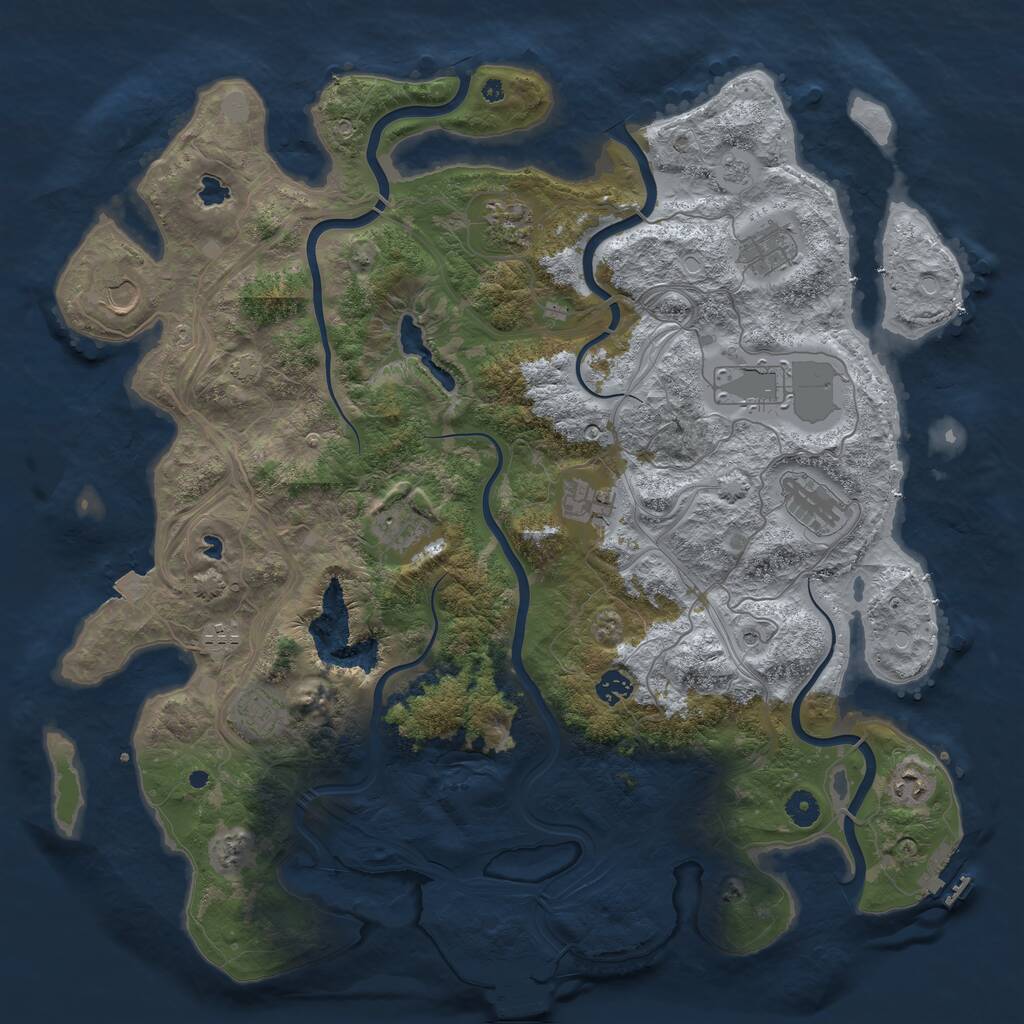 Rust Map: Procedural Map, Size: 4501, Seed: 68, 17 Monuments