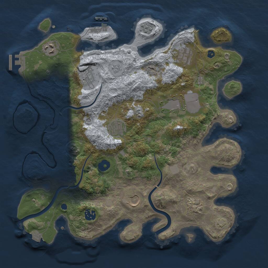Rust Map: Procedural Map, Size: 3500, Seed: 322253082, 15 Monuments