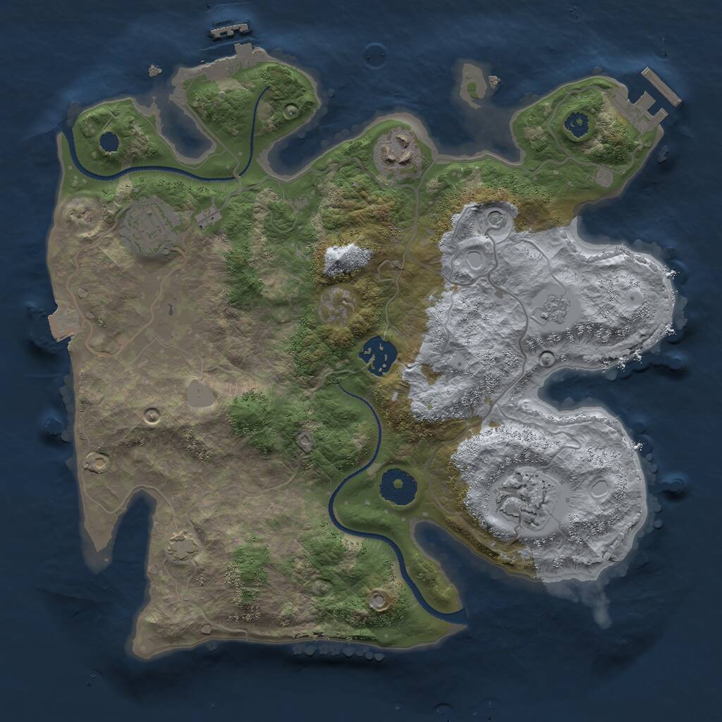 Rust Map: Procedural Map, Size: 3000, Seed: 294714536, 10 Monuments