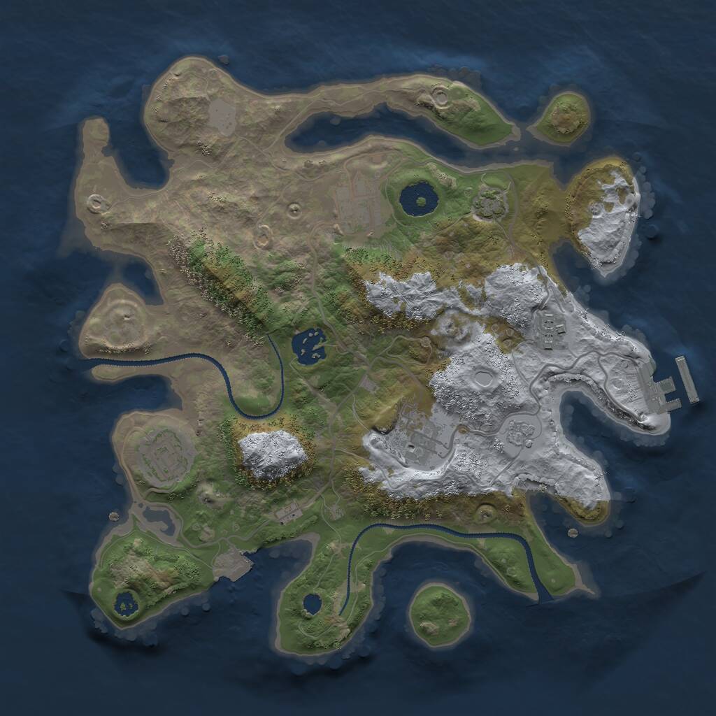 Rust Map: Procedural Map, Size: 3000, Seed: 1656254894, 9 Monuments