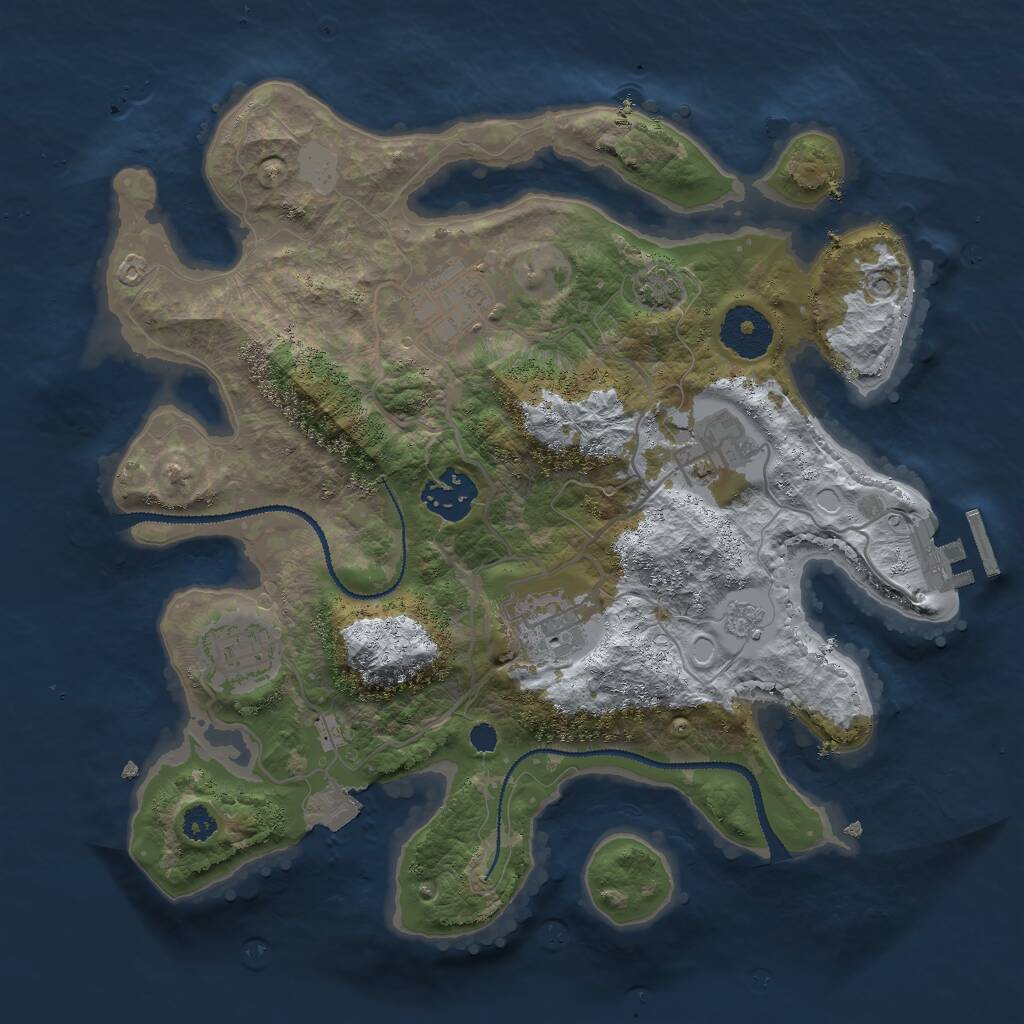 Rust Map: Procedural Map, Size: 3000, Seed: 1656254894, 9 Monuments