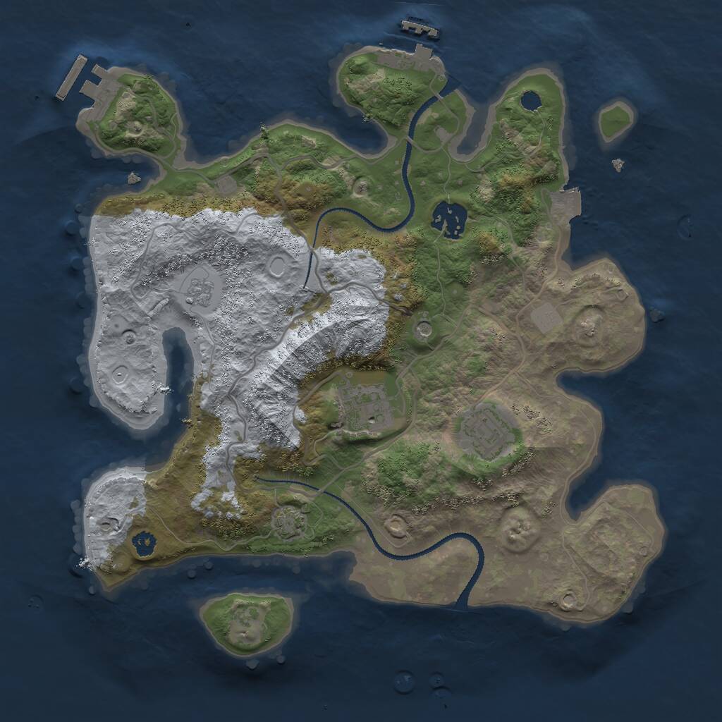 Rust Map: Procedural Map, Size: 3000, Seed: 78611, 9 Monuments