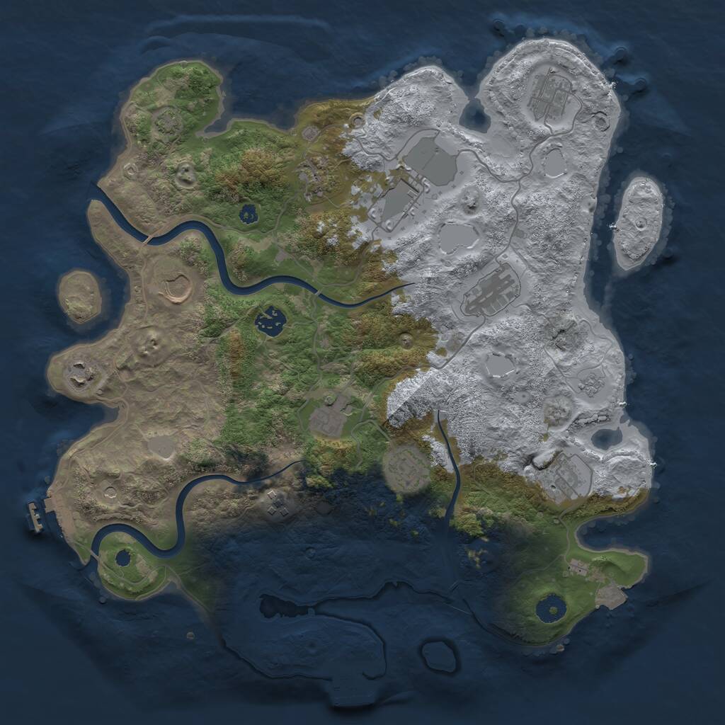 Rust Map: Procedural Map, Size: 3800, Seed: 1477487808, 17 Monuments