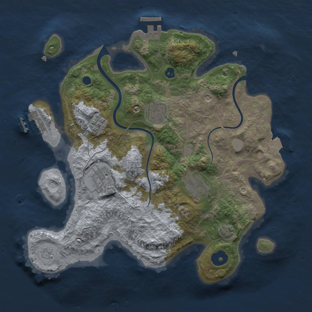 Rust Map: Procedural Map, Size: 3000, Seed: 124554, 10 Monuments