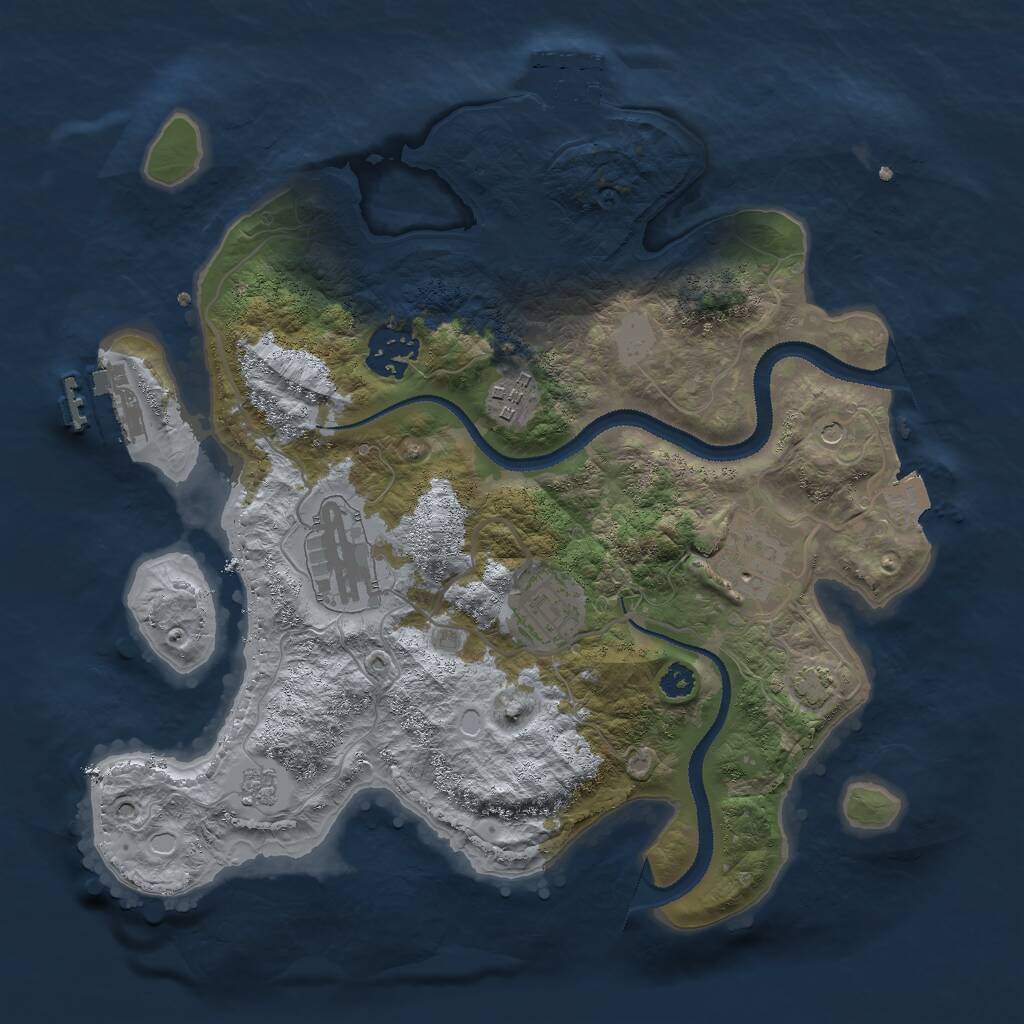 Rust Map: Procedural Map, Size: 3000, Seed: 124554, 11 Monuments