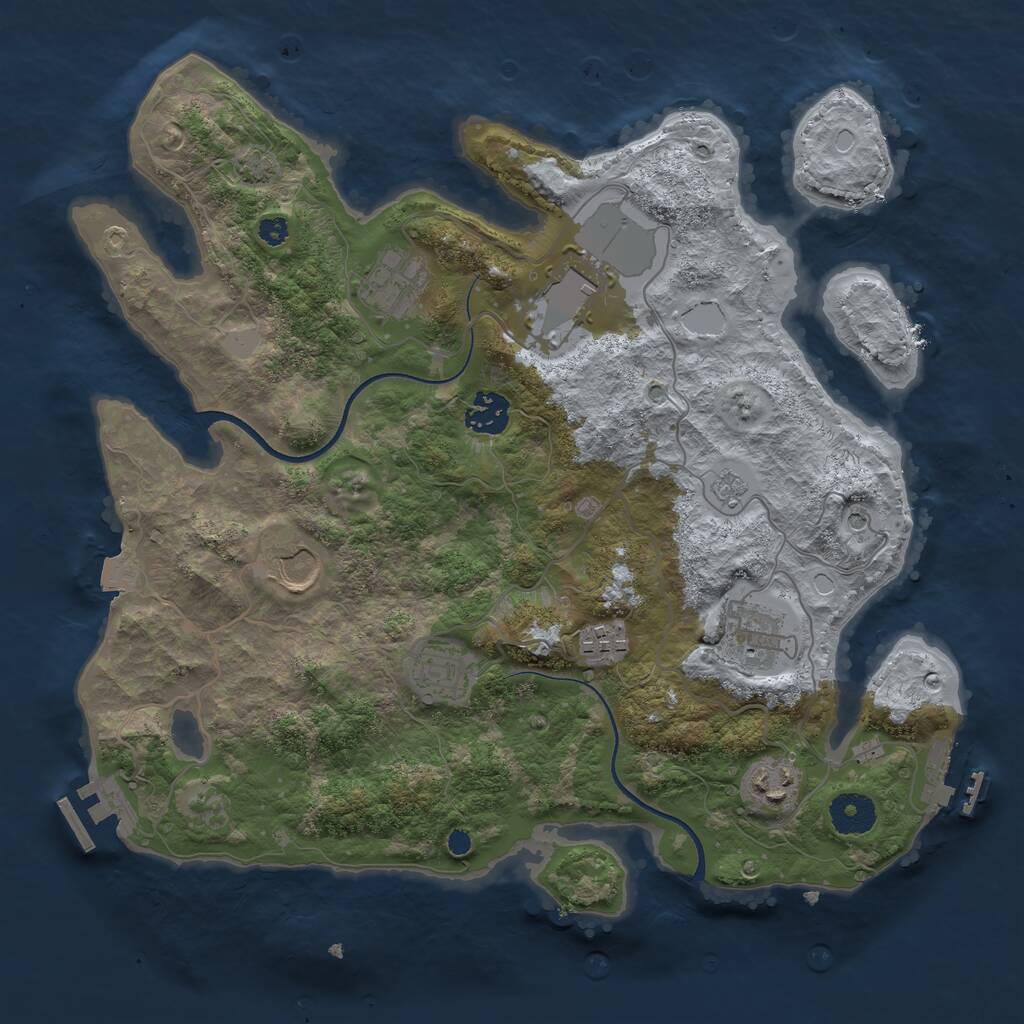 Rust Map: Procedural Map, Size: 3500, Seed: 1911189261, 14 Monuments