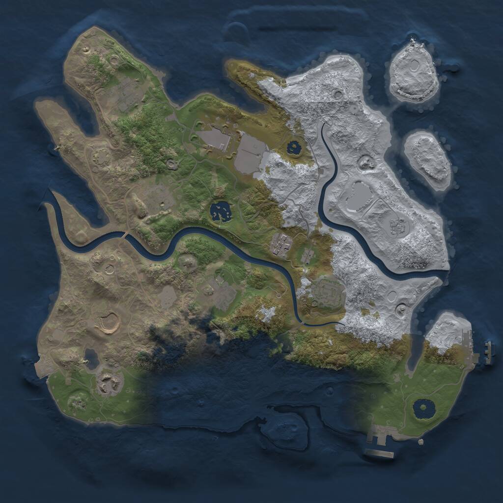 Rust Map: Procedural Map, Size: 3500, Seed: 1911189261, 15 Monuments