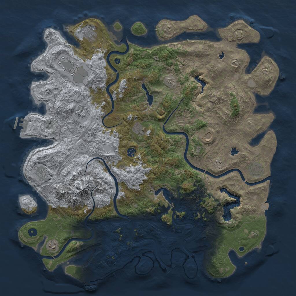 Rust Map: Procedural Map, Size: 5000, Seed: 645093750, 16 Monuments