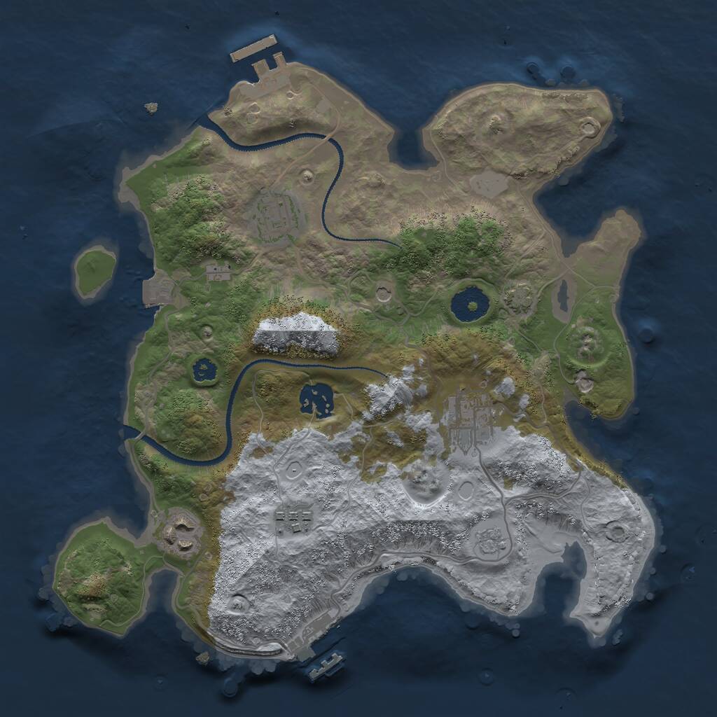 Rust Map: Procedural Map, Size: 3000, Seed: 1105706843, 11 Monuments