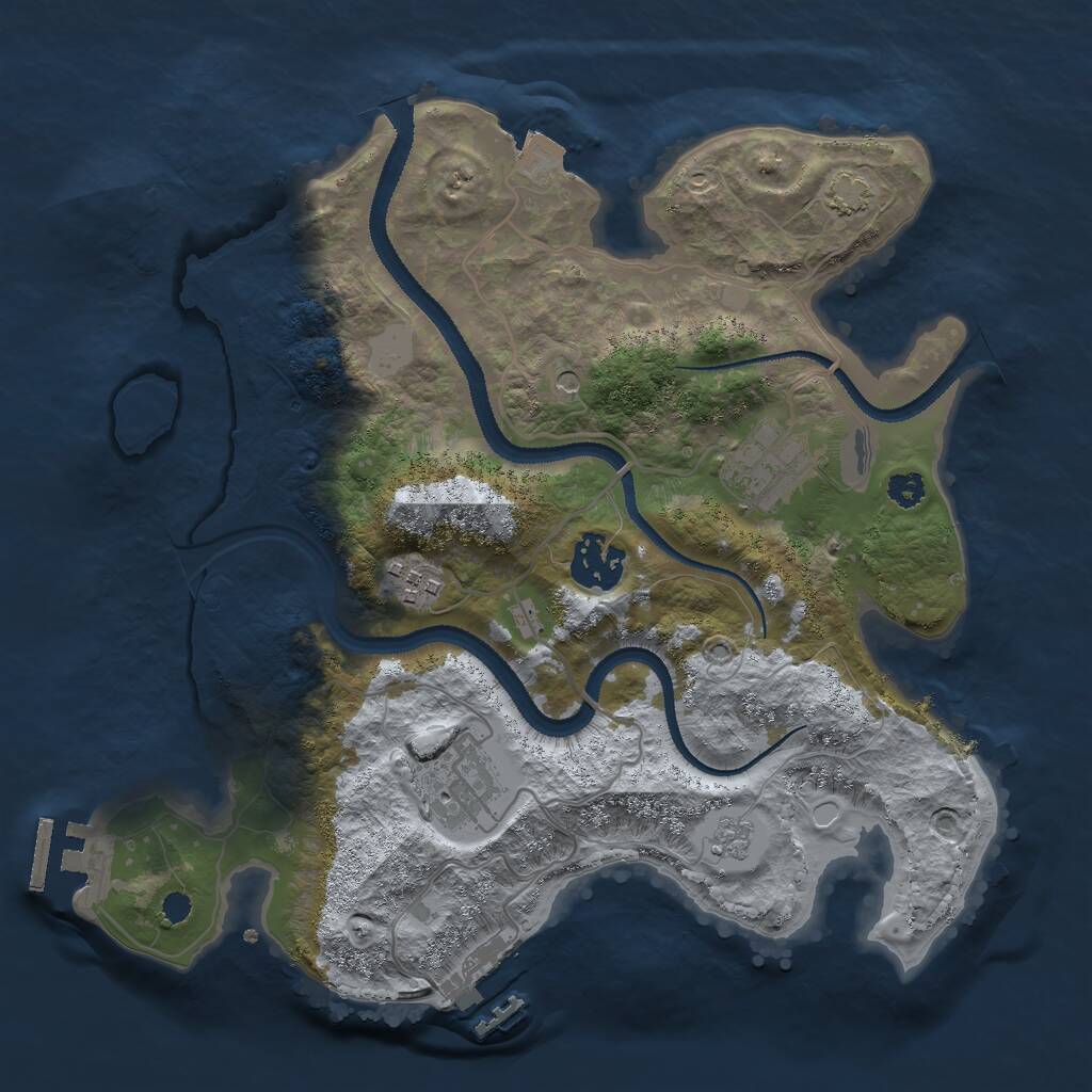 Rust Map: Procedural Map, Size: 3000, Seed: 1105706843, 10 Monuments