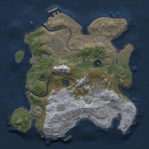 Thumbnail Rust Map: Procedural Map, Size: 3000, Seed: 1105706843, 11 Monuments