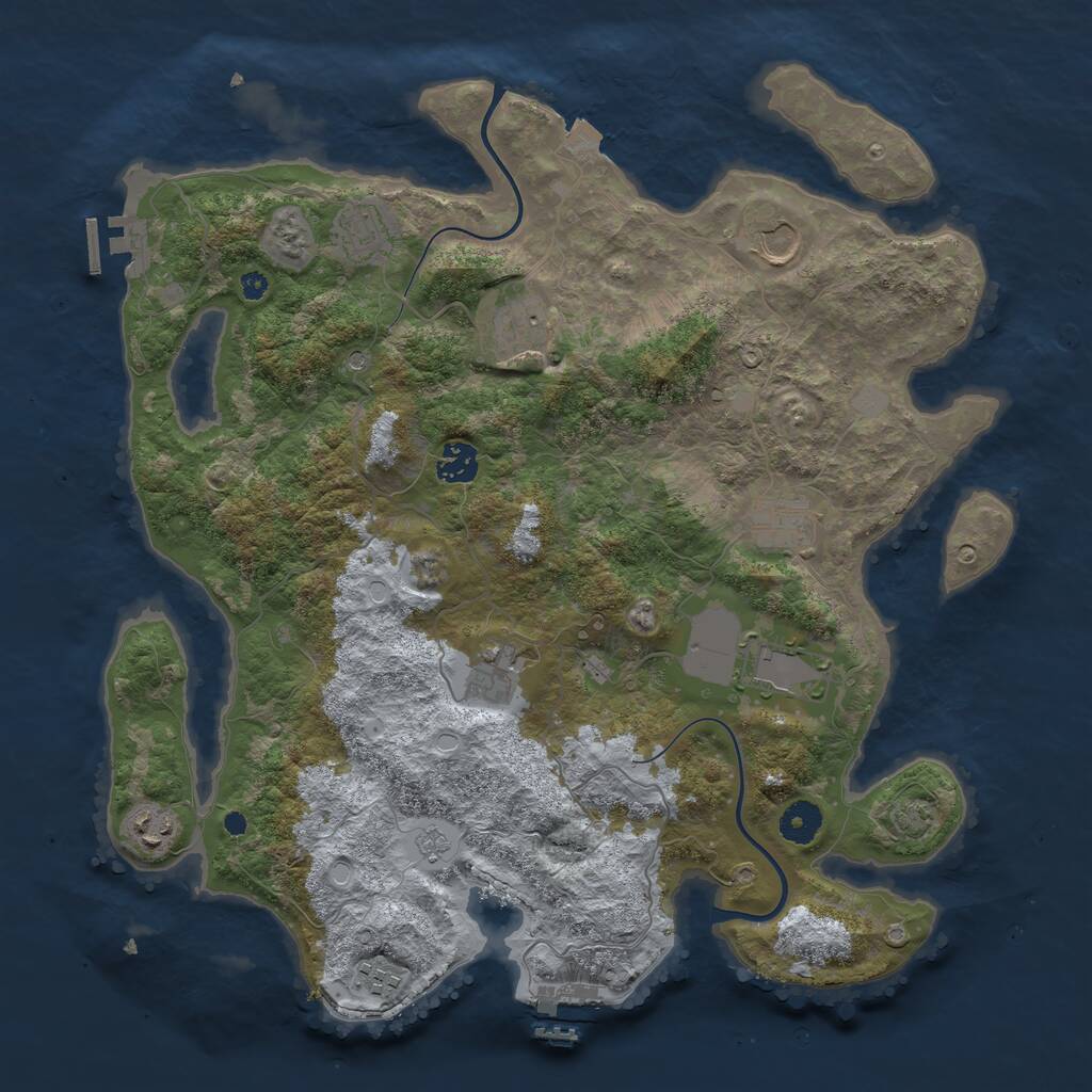 Rust Map: Procedural Map, Size: 3900, Seed: 74287, 15 Monuments