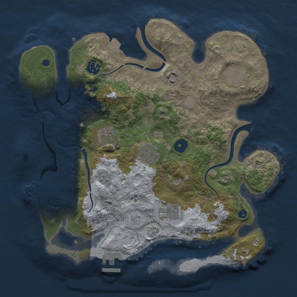 Rust Map: Procedural Map, Size: 3300, Seed: 1969557869, 15 Monuments