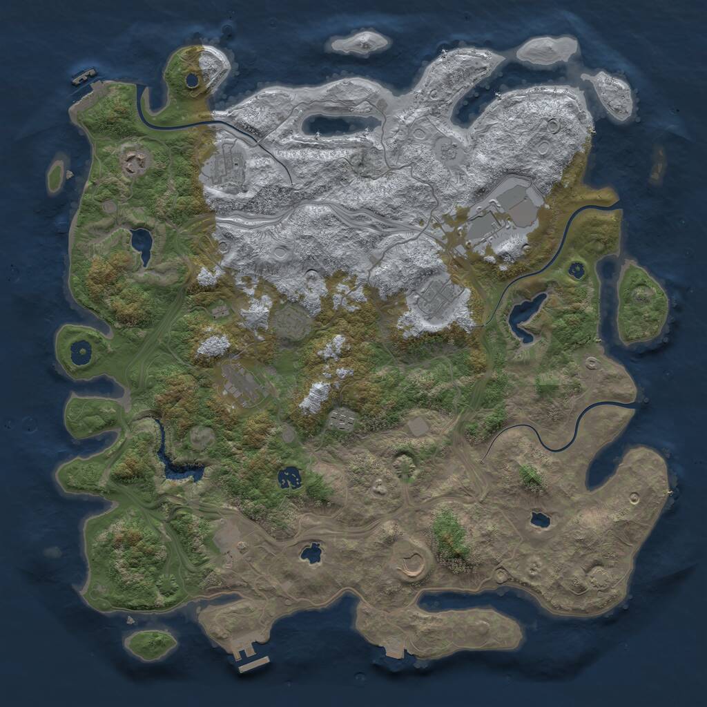 Rust Map: Procedural Map, Size: 4500, Seed: 1790376334, 16 Monuments