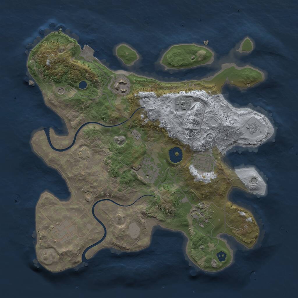 Rust Map: Procedural Map, Size: 3000, Seed: 5327916, 10 Monuments