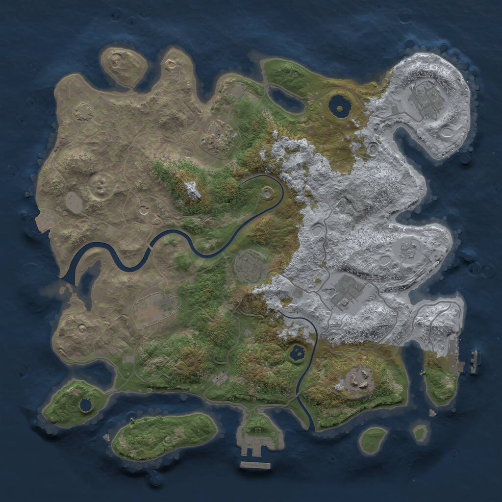 Rust Map: Procedural Map, Size: 3400, Seed: 2054939536, 12 Monuments