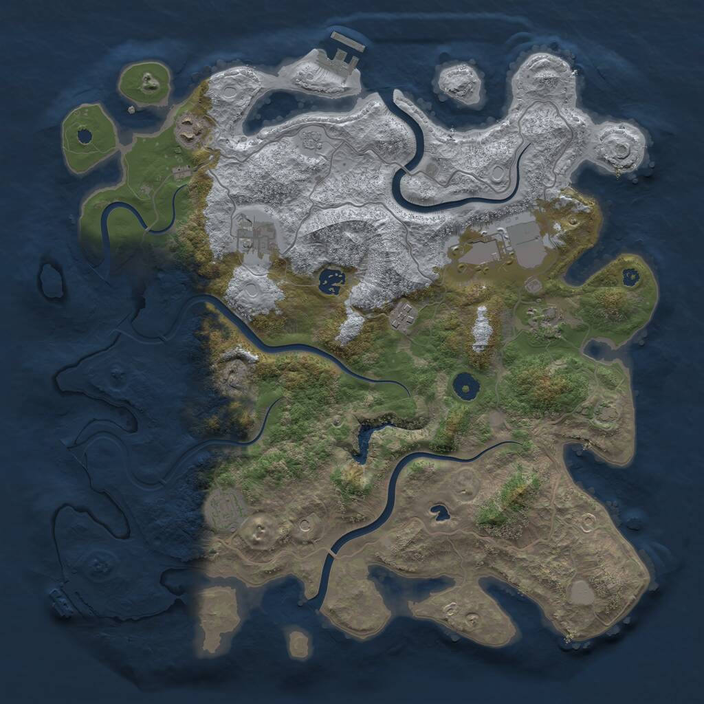 Rust Map: Procedural Map, Size: 4000, Seed: 100816, 13 Monuments