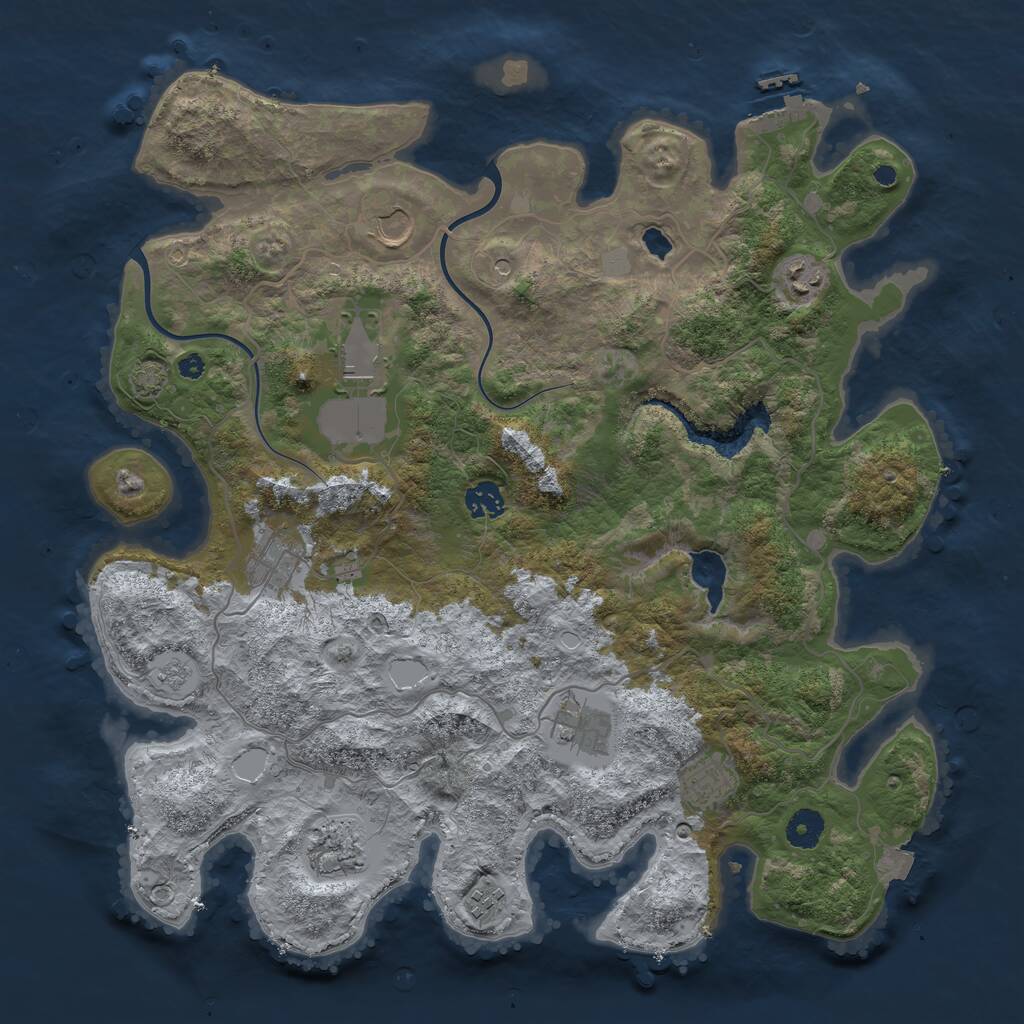 Rust Map: Procedural Map, Size: 4000, Seed: 1421690012, 14 Monuments