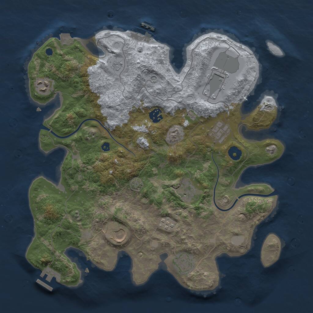 Rust Map: Procedural Map, Size: 3500, Seed: 489910847, 14 Monuments